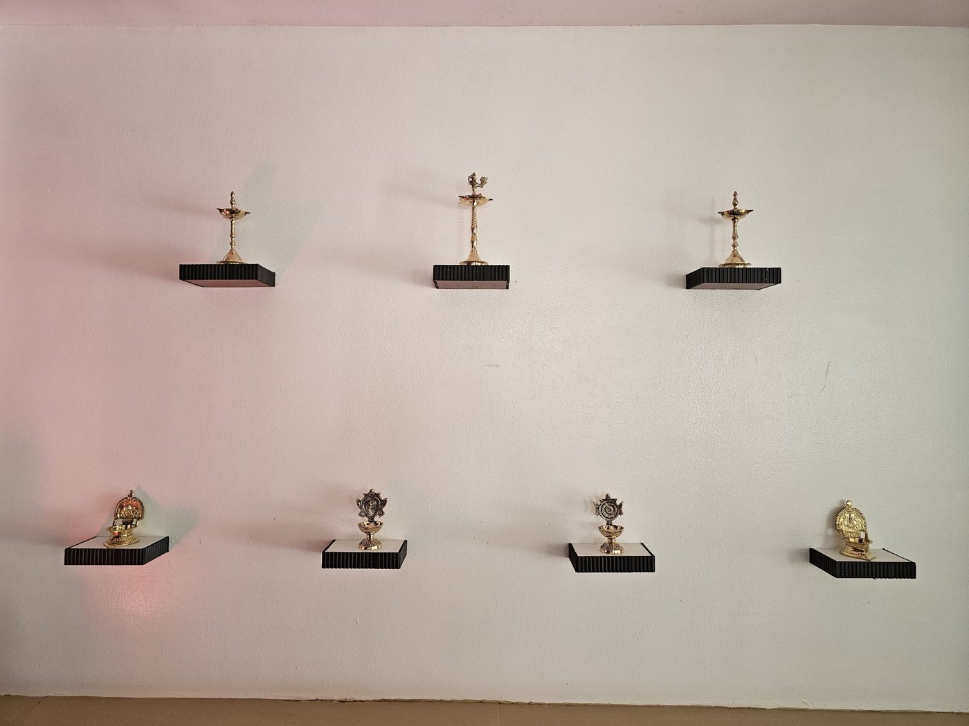 Brass lamps in the lobby
