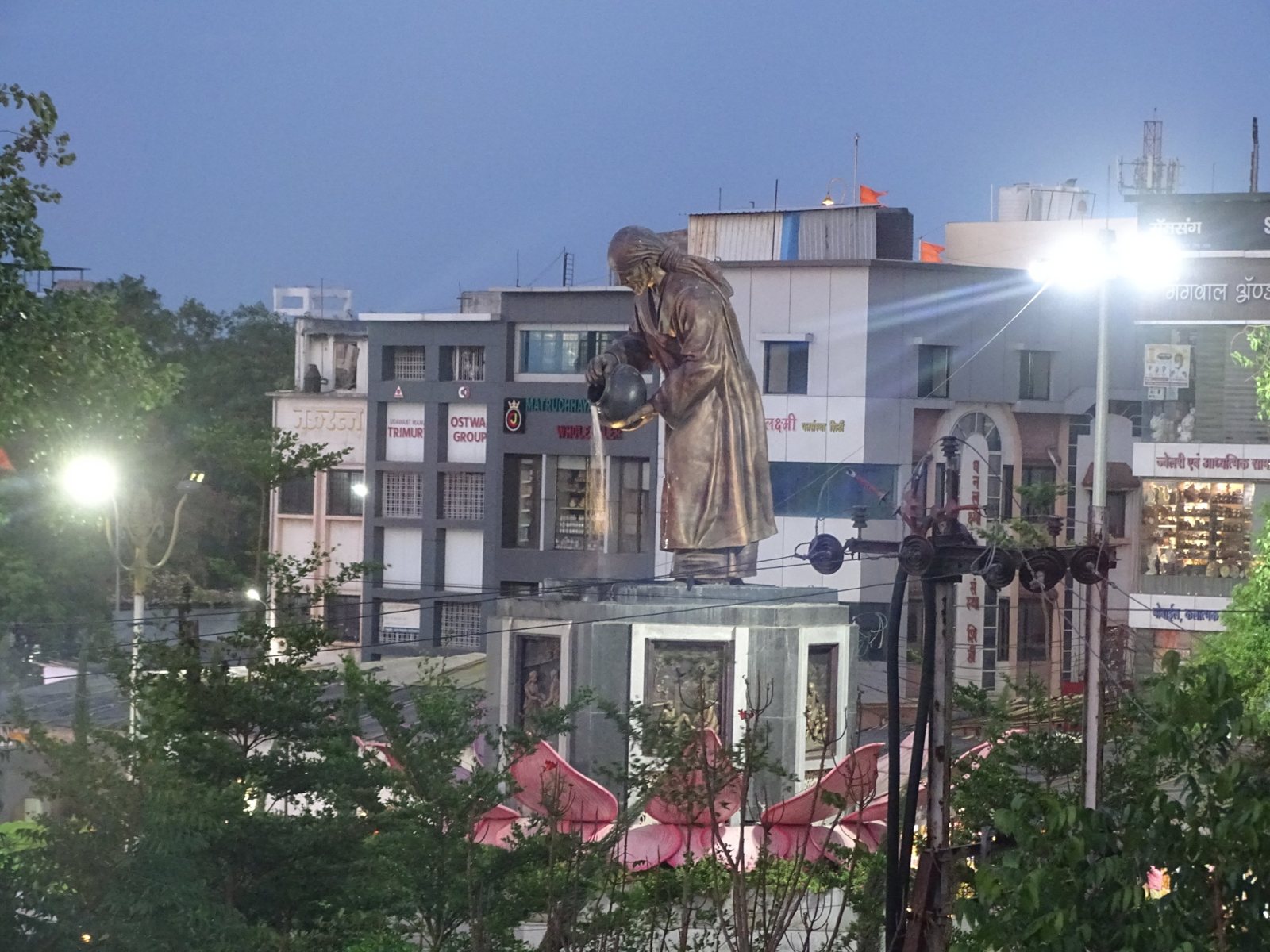 The same view, lit up in the evening